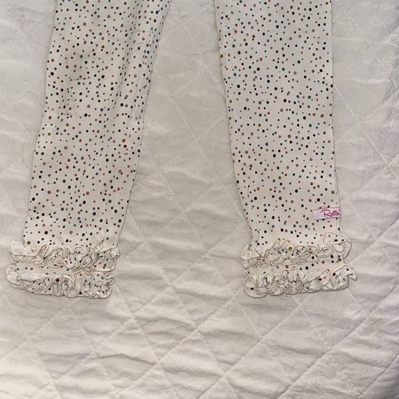 RUFFLE BUTTS Speckled Pull On Legging Ruffle Bottom Hem Girls 6/7 - Picture 3 of 7